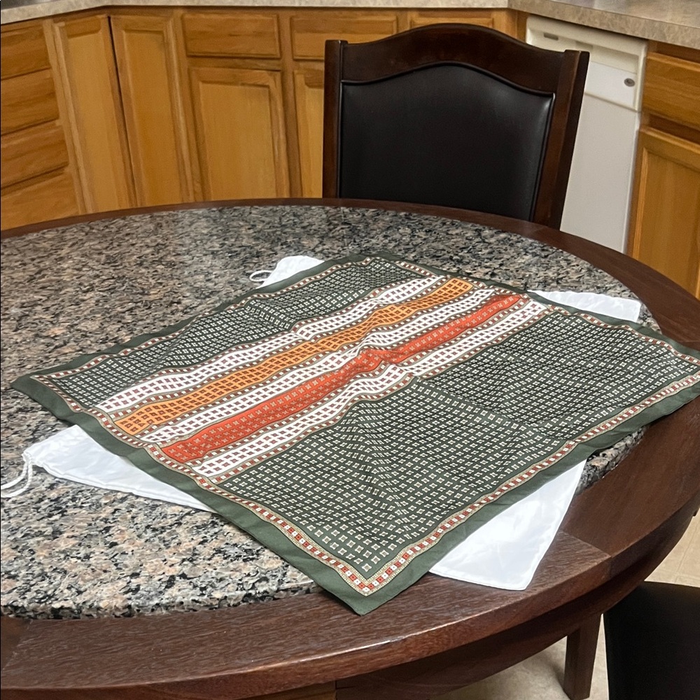 Green and Orange Patterned Scarf